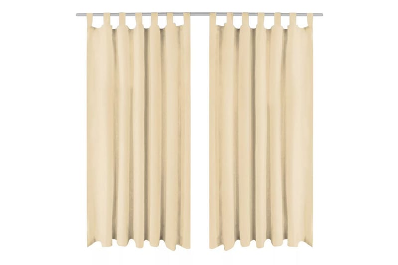 gardiner i mikro-satin 2 stk. med løkker 140 x 175 cm beige - Beige - Mørkelægningsgardin