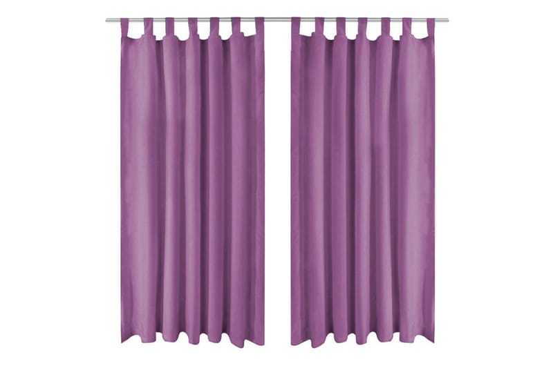 gardiner i mikro-satin 2 stk. med løkker 140 x 175 cm lilla - Violet - Mørkelægningsgardin