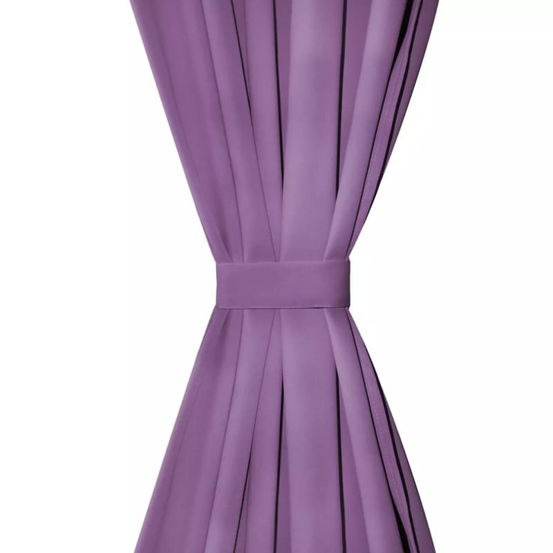 gardiner i mikro-satin 2 stk. med løkker 140 x 175 cm lilla - Violet - Mørkelægningsgardin