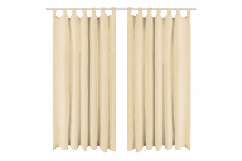 gardiner i mikro-satin 2 stk. med løkker 140 x 225 cm beige - Beige - Mørkelægningsgardin