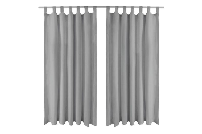 gardiner i mikro-satin 2 stk. med løkker 140 x 225 cm grå - Grå - Tekstiler - Gardiner - Mørkelægningsgardin