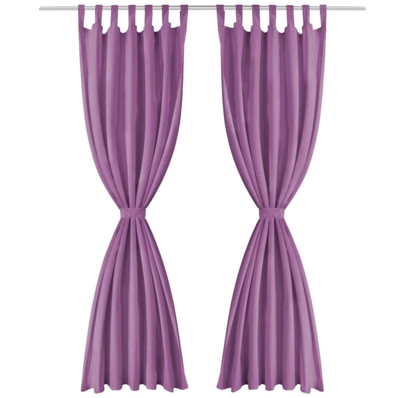 gardiner i mikro-satin 2 stk. med løkker 140 x 225 cm lilla - Violet - Tekstiler - Gardiner - Mørkelægningsgardin