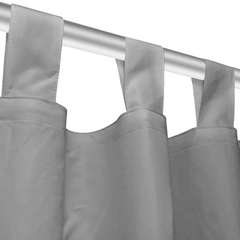 gardiner i mikro-satin 2 stk. med løkker 140 x 245 cm grå - Grå - Mørkelægningsgardin