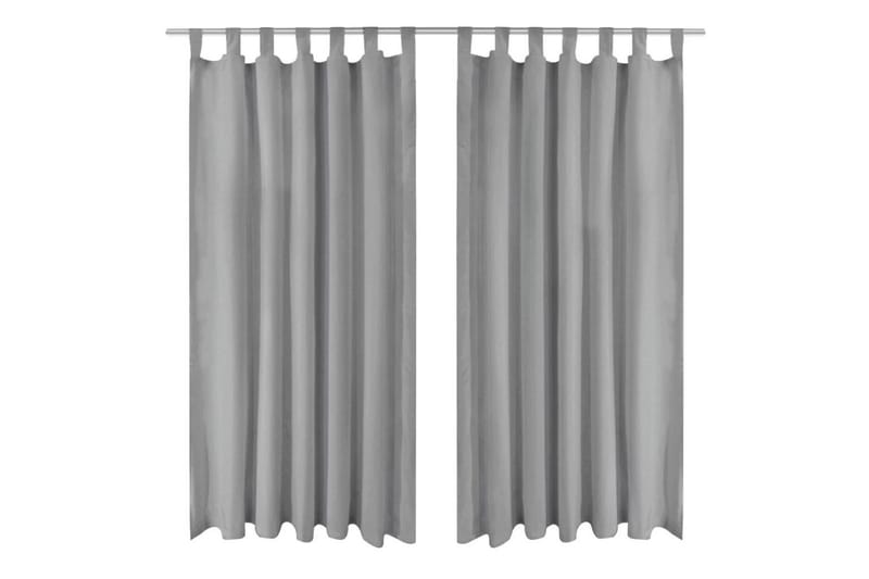 gardiner i mikro-satin 2 stk. med løkker 140 x 245 cm grå - Grå - Mørkelægningsgardin
