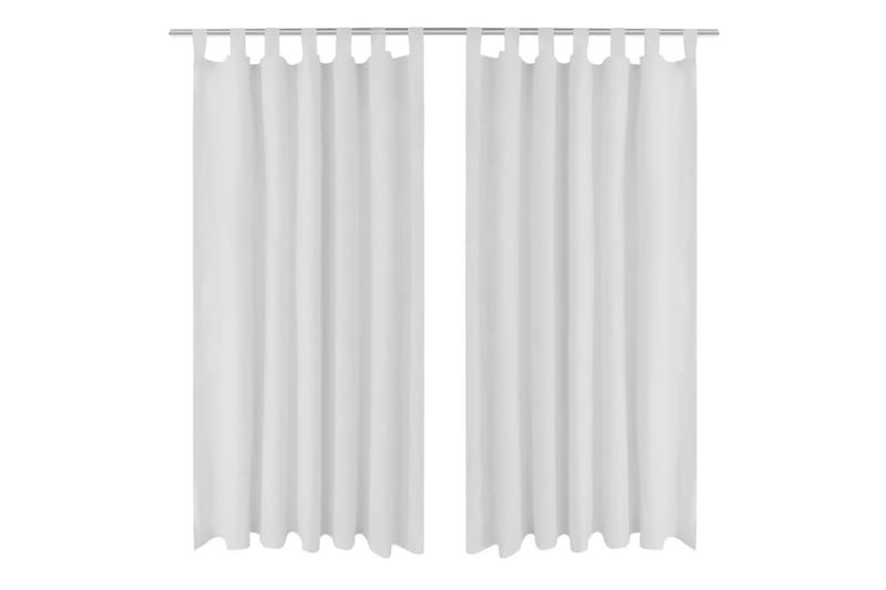 Gardiner i mikro-satin med løkker 2 stk. 140 x 175 cm hvid - Hvid - Tekstiler - Gardiner - Mørkelægningsgardin