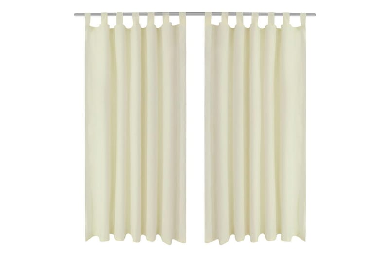 Gardiner i mikro-satin med løkker 2 stk. 140x175 cm creme - Creme - Tekstiler - Gardiner - Mørkelægningsgardin