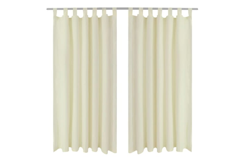 Gardiner i mikro-satin med løkker 2 stk. 140x175 cm creme - Creme - Mørkelægningsgardin