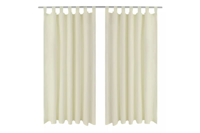 Gardiner i mikro-satin med løkker 2 stk. 140x245 cm creme - Creme - Tekstiler - Gardiner - Mørkelægningsgardin