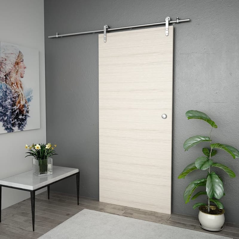 hardwarekit til skydedør 183 cm rustfrit stål sølvfarvet - Sølv - Tekstiler - Gardiner - Mørkelægningsgardin