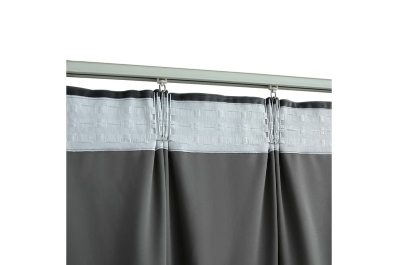 mørklægningsgardin med kroge 290 x 245 cm fløjl antracitgrå - Grå - Tekstiler - Gardiner - Mørkelægningsgardin