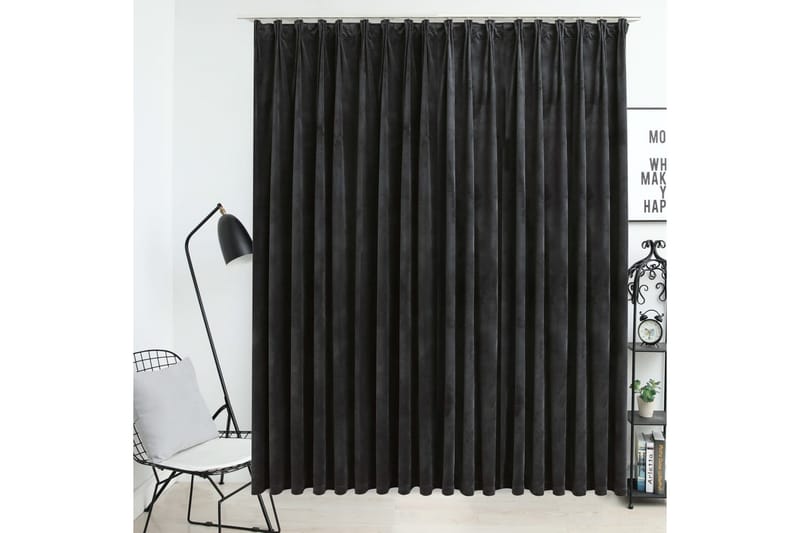 mørklægningsgardin med kroge 290 x 245 cm fløjl antracitgrå - Grå - Tekstiler - Gardiner - Mørkelægningsgardin