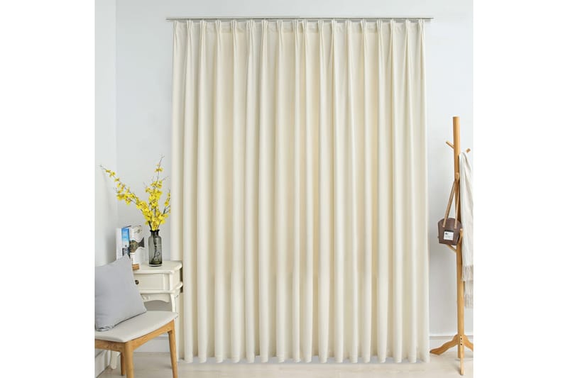 mørklægningsgardin med kroge 290 x 245 cm fløjl cremefarvet - Creme - Tekstiler - Gardiner - Mørkelægningsgardin
