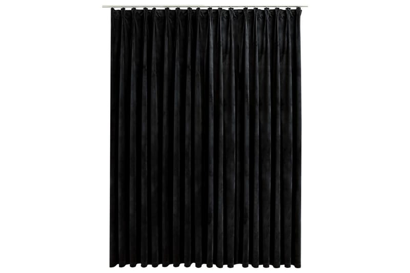 mørklægningsgardin med kroge 290 x 245 cm fløjl sort - Sort - Mørkelægningsgardin