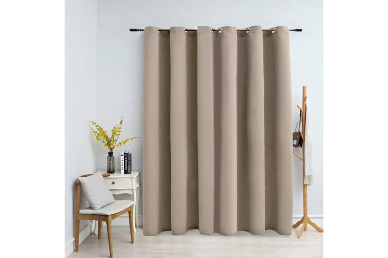 mørklægningsgardin med metalringe 290 x 245 cm beige - Beige - Tekstiler - Gardiner - Mørkelægningsgardin