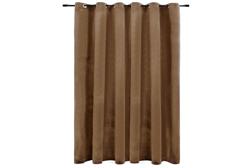 mørklægningsgardin med metalringe 290 x 245 cm fløjl beige - Beige - Tekstiler - Gardiner - Mørkelægningsgardin
