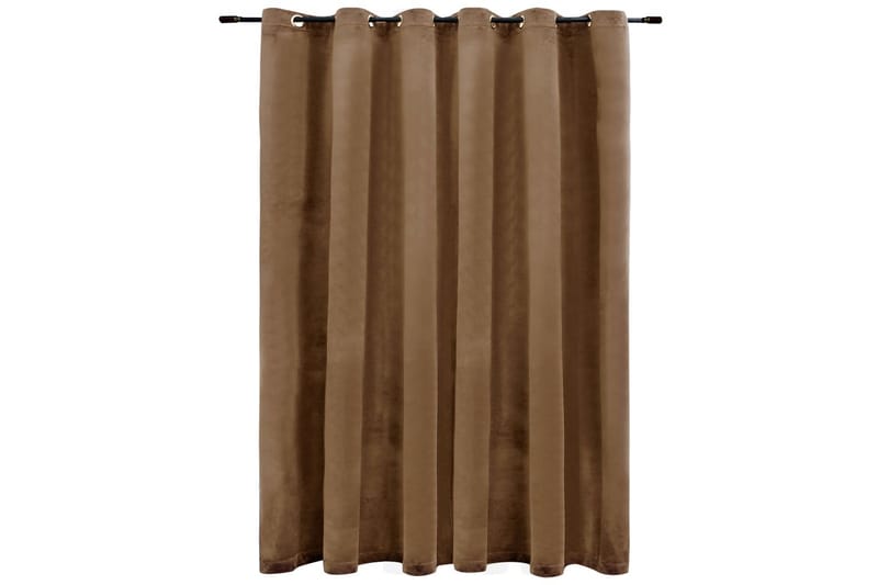 mørklægningsgardin med metalringe 290 x 245 cm fløjl beige - Beige - Mørkelægningsgardin