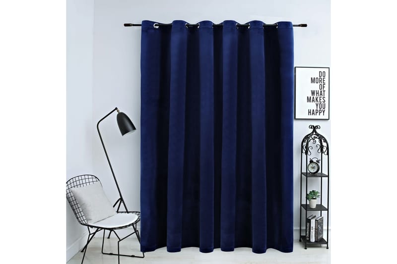 mørklægningsgardin med metalringe 290 x 245 cm mørkeblå - Blå - Tekstiler - Gardiner - Mørkelægningsgardin