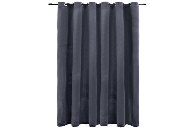 mørklægningsgardin med metalringe 290x245 cm fløjl grå - Grå - Tekstiler - Gardiner - Mørkelægningsgardin