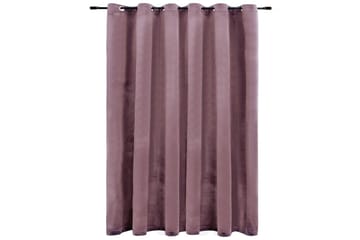 mørklægningsgardin med metalringe 290x245cm fløjl gammelrosa - Lyserød - Tekstiler - Gardiner - Mørkelægningsgardin