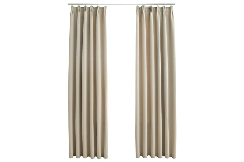 mørklægningsgardiner 2 stk. med kroge 140 x 175 cm beige - Beige - Tekstiler - Gardiner - Mørkelægningsgardin