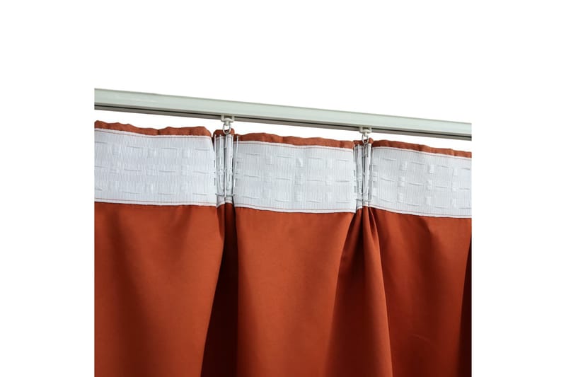 mørklægningsgardiner 2 stk. med kroge 140 x 245 cm rustrød - Orange - Tekstiler - Gardiner - Mørkelægningsgardin