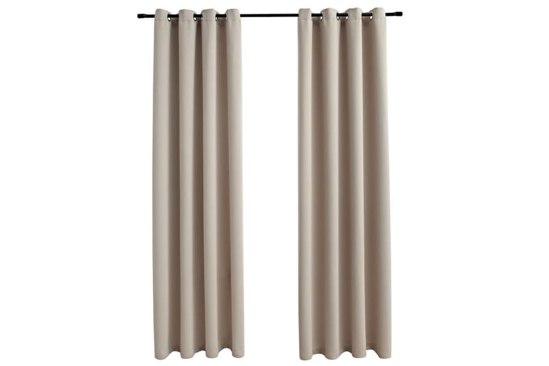 mørklægningsgardiner 2 stk. med metalringe 140 x 175cm beige - Beige - Tekstiler - Gardiner - Mørkelægningsgardin