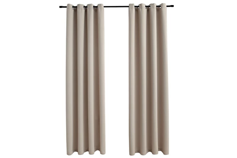 mørklægningsgardiner 2 stk. med metalringe 140 x 175cm beige - Beige - Mørkelægningsgardin