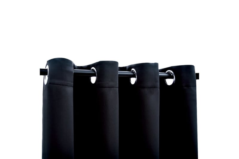 mørklægningsgardiner 2 stk. med metalringe 140 x 175cm sort - Sort - Mørkelægningsgardin
