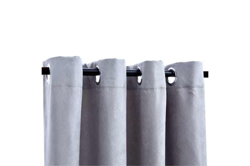 mørklægningsgardiner 2 stk. med metalringe 140 x 225 cm grå - Grå - Tekstiler - Gardiner - Mørkelægningsgardin