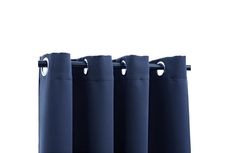 mørklægningsgardiner 2 stk. med metalringe 140 x 245 cm blå - Blå - Mørkelægningsgardin