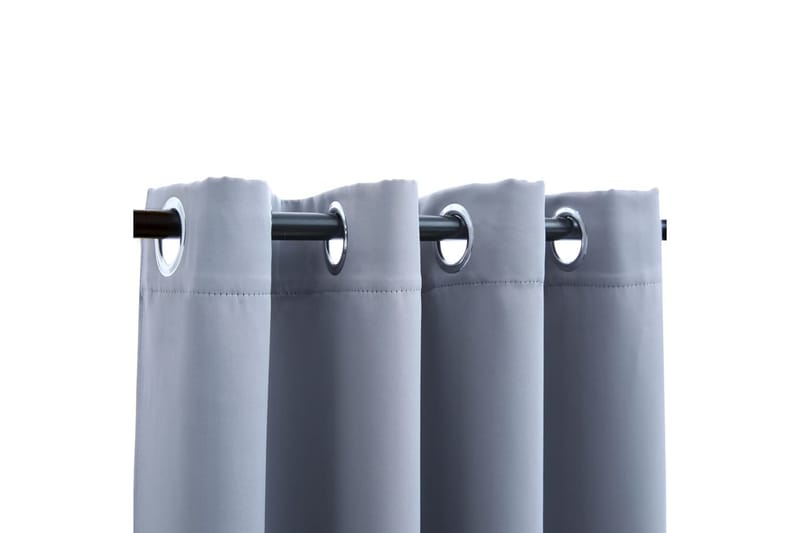 mørklægningsgardiner 2 stk. med metalringe 140 x 245 cm grå - Grå - Tekstiler - Gardiner - Mørkelægningsgardin