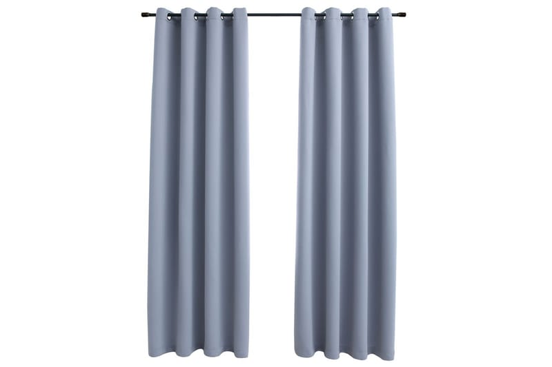 mørklægningsgardiner 2 stk. med metalringe 140 x 245 cm grå - Grå - Tekstiler - Gardiner - Mørkelægningsgardin