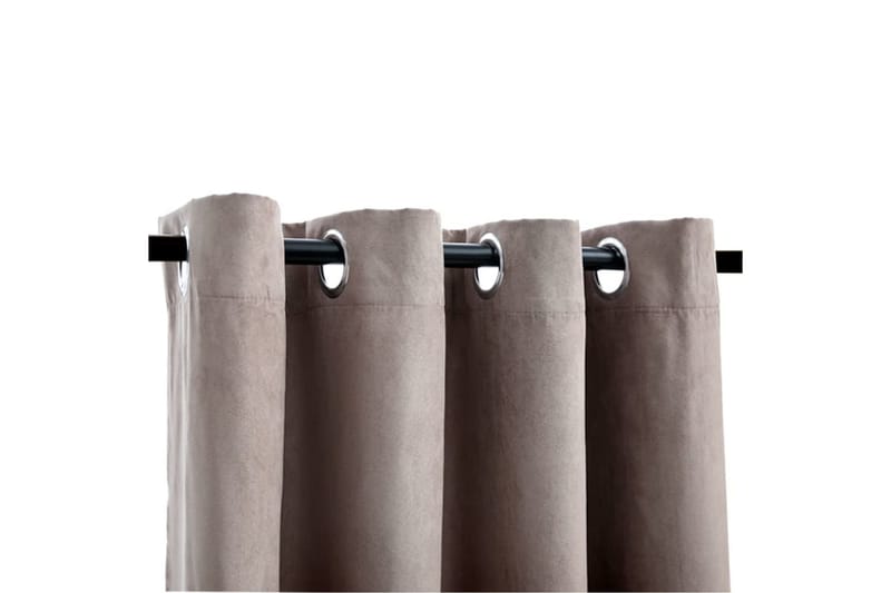 mørklægningsgardiner 2 stk. med metalringe 140x245cm gråbrun - Gråbrun - Tekstiler - Gardiner - Mørkelægningsgardin