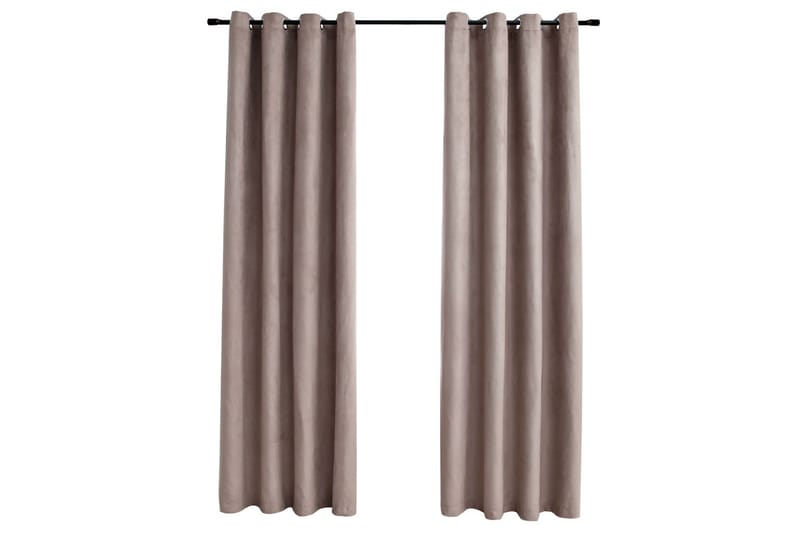 mørklægningsgardiner 2 stk. med metalringe 140x245cm gråbrun - Gråbrun - Tekstiler - Gardiner - Mørkelægningsgardin