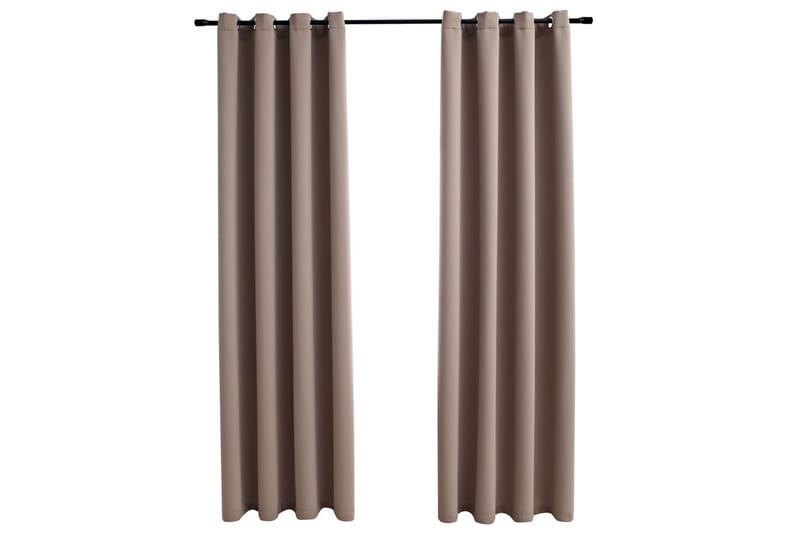 mørklægningsgardiner 2 stk. med metalringe 140x245cm gråbrun - Gråbrun - Tekstiler - Gardiner - Mørkelægningsgardin