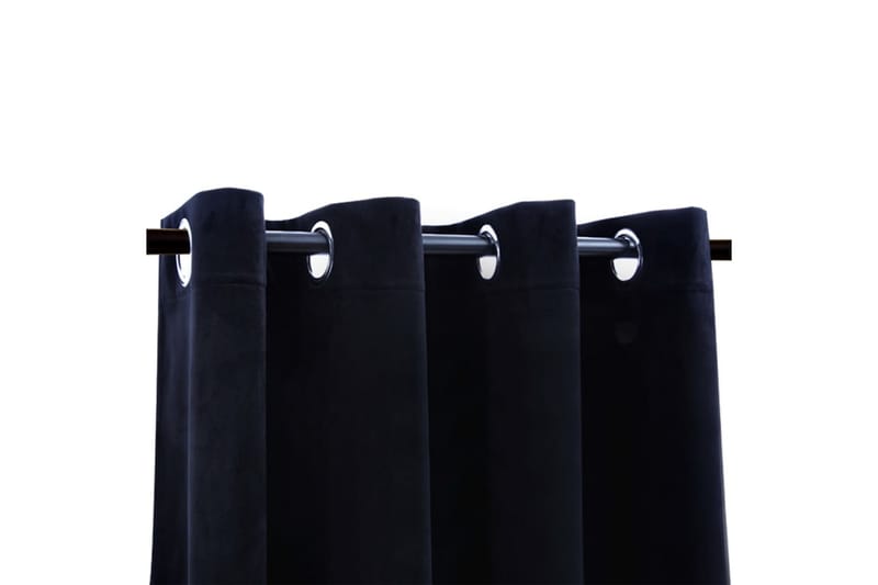 mørklægningsgardiner 2 stk. med ringe 140 x 245cm fløjl sort - Sort - Tekstiler - Gardiner - Mørkelægningsgardin
