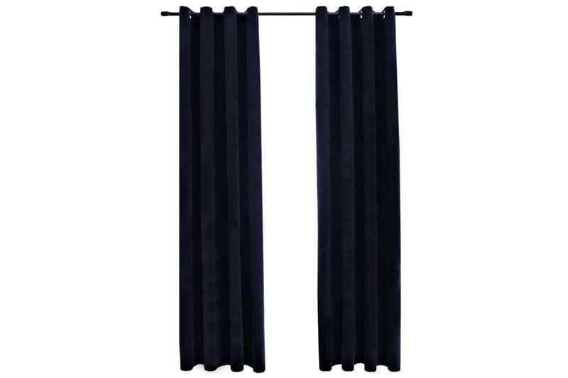 mørklægningsgardiner 2 stk. med ringe 140 x 245cm fløjl sort - Sort - Tekstiler - Gardiner - Mørkelægningsgardin