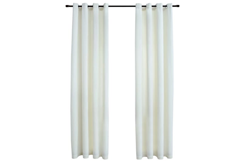 mørklægningsgardiner 2 stk. med ringe 140x225 cm fløjl creme - Creme - Tekstiler - Gardiner - Mørkelægningsgardin