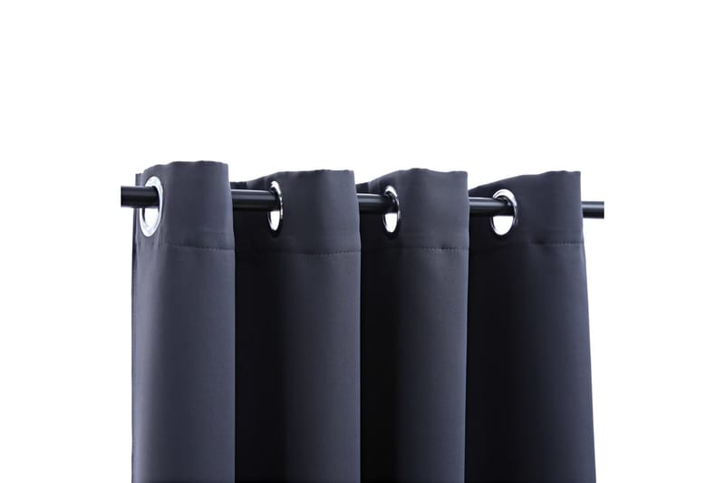 mørklægningsgardiner 2 stk. metalringe 140 x 245 cm grå - Grå - Tekstiler - Gardiner - Mørkelægningsgardin