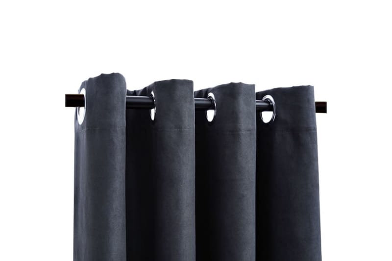 mørklægningsgardiner 2 stk. metalringe 140 x 245 cm grå - Grå - Tekstiler - Gardiner - Mørkelægningsgardin