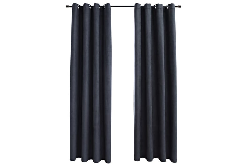 mørklægningsgardiner 2 stk. metalringe 140 x 245 cm grå - Grå - Tekstiler - Gardiner - Mørkelægningsgardin
