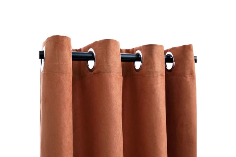 mørklægningsgardiner 2 stk. metalringe 140x225 cm rustfarvet - Orange - Tekstiler - Gardiner - Mørkelægningsgardin
