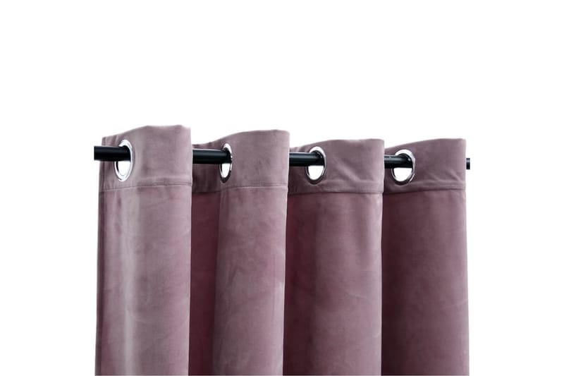 mørklægningsgardiner 2 stk. ringe 140x175cm fløjl antik rosa - Lyserød - Tekstiler - Gardiner - Mørkelægningsgardin