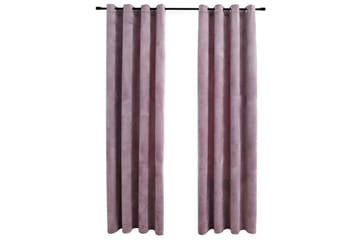 mørklægningsgardiner 2 stk. ringe 140x175cm fløjl antik rosa - Lyserød - Tekstiler - Gardiner - Mørkelægningsgardin