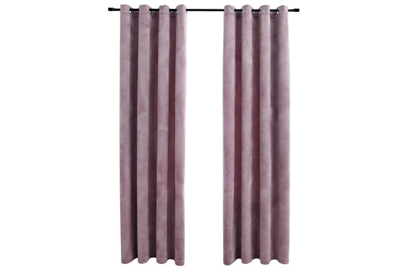 mørklægningsgardiner 2 stk. ringe 140x245cm fløjl antik rosa - Lyserød - Tekstiler - Gardiner - Mørkelægningsgardin
