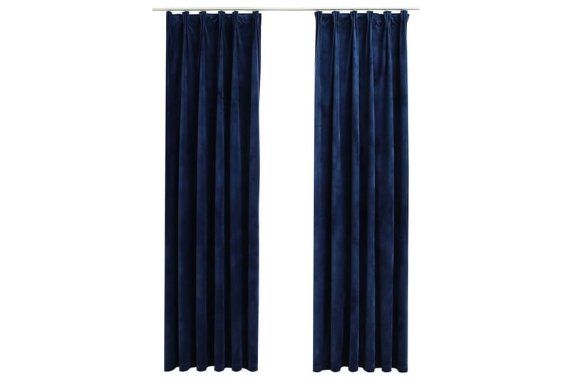 mørklægningsgardiner kroge 2 stk. 140 x 245cm fløjl mørkeblå - Blå - Tekstiler - Gardiner - Mørkelægningsgardin