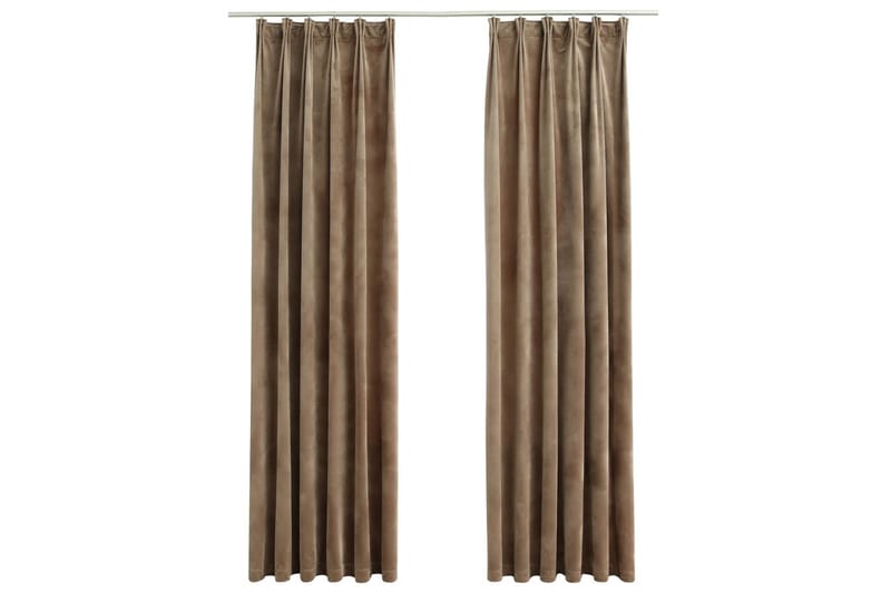 mørklægningsgardiner kroge 2 stk. 140x175 cm fløjl beige - Beige - Mørkelægningsgardin