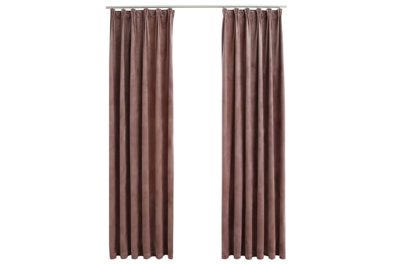 mørklægningsgardiner kroge 2 stk. 140x225cm fløjl gammelrosa - Lyserød - Tekstiler - Gardiner - Mørkelægningsgardin