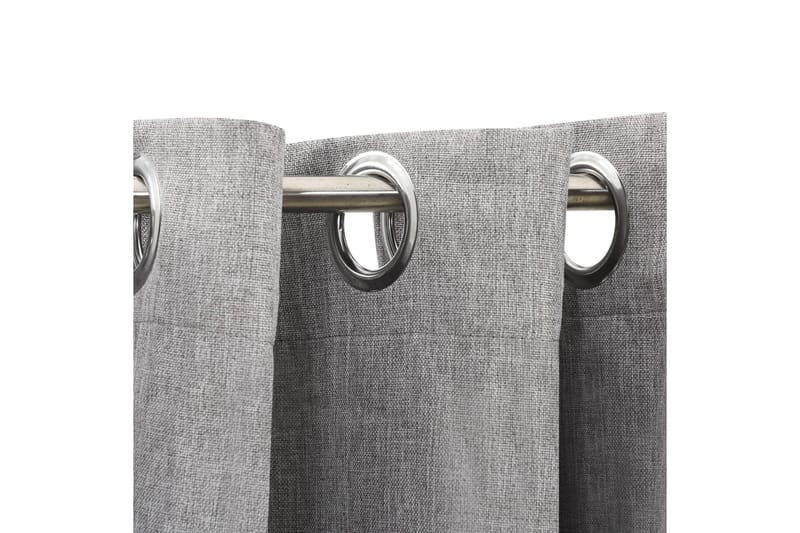 Mørklægningsgardiner Med Øjer 2 Stk. Hør-Look 140x225 cm Grå - Tekstiler - Gardiner - Mørkelægningsgardin