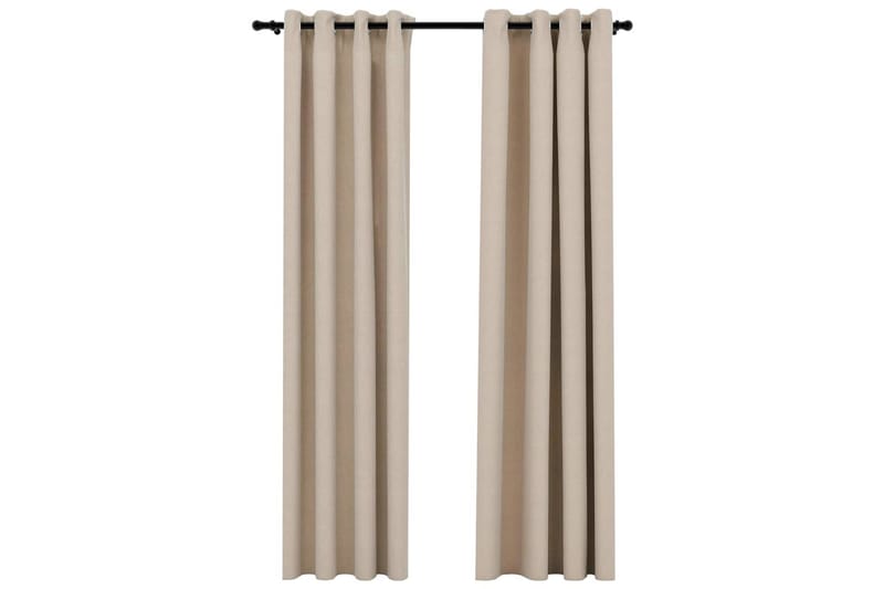 Mørklægningsgardiner Med Øjer 2 Stk. Hør-Look 140x225 cm - Tekstiler - Gardiner - Mørkelægningsgardin